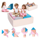 Jadoxy Modular Kids Play Couch Furniture with Ball Pit Toddlers Couch Inspiring Child Creativity Children Building Fort Foam Sofa for Playroom Bedroom,Pink