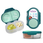 b.box Snack Box - Leakproof Mini Bento Box for Kids & Toddlers, 2 Compartment Snack Containers for Kids, Lunch Containers, Dishwasher Safe, BPA Free, PFAS Free, Ages 4m+, 1 3/4 Cup - Emerald Forest