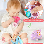 ZMZS Baby Girl Toy Cars for Babies, Push Cars for Toddlers Girls, Friction Powered Rattle and Roll Cars, Soft Rubber Rattle Toy Vehilces for Infant Boys Birthday