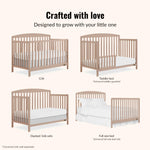 Dream On Me Odelle 5-in-1 Convertible Full-Size Baby Crib in Almond Butter, GreenGuard Gold & BSA Converts to Toddler, Day & Full-Size Bed, Sustainable Pinewood, 3 Mattress Heights
