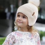 Toddler Baby Winter Hat Warm Fleece Lined Knit Kids Hat with Earflap Infant Newborn Pom Pom Beanie Knit Cap Girls Boys