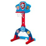 Delta Children PAW Patrol 4-in-1 Sports Center – Adjustable Easy Score Basketball Hoop, Soccer/Hockey Net and Golf Game, Blue