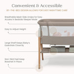 Delta Children Bondi Adjustable Height Bedside Beechwood Bassinet with PureAir Mesh Sheet and FSC-Certified Wood, Tan
