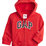 GAP baby boys Logo Zip Hoodie Sweatshirt, Red Wagon, 6-12 Months US