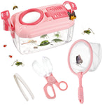 Biubee Bug Catcher for Kids - Sturdy Kid Bug Catching Kit Gifts with Butterfly Net Collector Insect Catcher Tweezer, Pink Kids Bug Habitat Outdoor Explorer Kit for Girls Age 3 4 5 6 7 8, 8Pcs, Pink