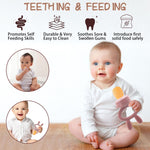 WAJIAYON Baby Breastmilk Popsicle Molds & Baby Fruit Feeder (4 Pack), Baby Food Freezer Tray Storage Containers, Silicone Teething Pacifier Feeder and Teether for Babies,Baby Feeder（Pink&Purple）