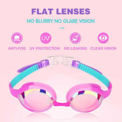 Keary Kids Swim Goggles for Toddler Kids Youth(3-12),Anti-Fog Waterproof Anti-UV Clear Vision Water Pool Goggles