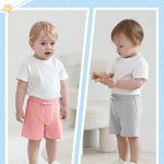 Resinta 4 Packs Unisex Baby Toddler Cotton Shorts Baby Pull-on Shorts with Drawstring Soft Summer Clothes for Daily Wear