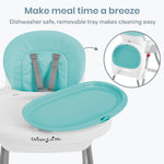 Dream On Me TableTalk 2-in-1 High Chair for Baby & Toddler – Convertible High Chair to Junior Chair, Removable Padded Seat, Dual Dishwasher-Safe Trays, Styrdy Steel Frame, Quick Folding Design – Aqua