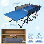 REDCAMP Kids Cot for Sleeping 2-7 Years, Portable Travel Toddler Cot Bed with Guardrail, Lightweight for Outdoor Indoor Home, Blue