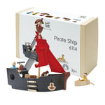 PlanToys® Pirate Ship Wooden Montessori Imaginative and Fine Motor Play Set | Creativity, Coordination and Storytelling Development Activity | Eco Friendly Adventure Boat Toy