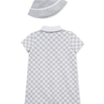 Little Me Clothes for Baby Boys' Racecar Romper and Hat, Grey, 3 Months