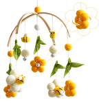 OESSUF Baby Mobile for Crib Crib Nursery Mobile for Boys Girls Boho Bee Flower Nursery Decor Soothe Toy Baby Shower Set for Infant Bedroom Hanging Decoration Toy(Bee)