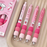 MOZXIRZ 4 Pcs Cute Gel Pens Aesthetic Retractable Pens Cartoon Soft Grip Pen 0.5mm Black Ink Pen Kawaii Office School Pens Supplies for Women Men (Pink Puppy)