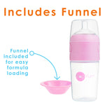 PopYum 9 oz Pink Anti-Colic Formula Making/Mixing/Dispenser Baby Bottles, 2-Pack with #2 Medium Flow Nipples, 260 ml, BPA-Free, Natural Latch
