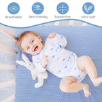 voomf Crib Mattress Dual Sided Memory Foam Baby Toddler Bed Mattress, 52" x 27.6" x 5.5" Soft Breathable Mattresses with Removable Machine Washable Cover, Fits Standard Cribs&Toddler Beds, White&Blue