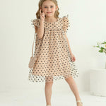 Kucnuzki Baby Girl Dress 12 18 Months Girl Clothes Summer Baby Travel Outfit A Line Toddler Tutu Polka Dot Fancy Swing Dress Ruffle Sleeve 2-Piece Kid Clothes