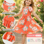 PATPAT Toddler Girl Floral Skater Multipack Dresses 3-Pack Polka Dots Short Sleeve Priness A-line Dress, Blue, 5-6 Years