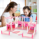 deAO Princess Girl Toys 4-Story 14 Room Dollhouse Playset with 4 Dolls, Furniture & Accessories, Princess Castle Toy for 3-8 Kids
