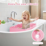 Collapsible Baby Bathtub for Shower,Reinforced Structure Infant Foldable Bath Tub with Non-Slip Base,Portable Space-Saving Kids Bath Tub for 6M to 4Years,Suitable for Outdoor, Travel Use(Pink)