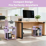 ECOLOVI Kids Nightstand 19in High for Floor Beds, 3-Tier Metal Small Bedside Table with Adjustable Storage Shelf, Basket & 3 S-Hooks, Low Nightstand for Nursery, Toddler Bedroom (Purple)