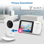 VTech VM819 Baby Monitor with Camera and Audio, 2.8” Screen Portable Baby Camera, Night Vision, 2-Way Audio, Temperature Sensor and Lullabies, Secure Transmission No WiFi, Ideal for Baby/Elderly/Pet