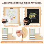 Costzon Easel for Kids, Wooden Art Center with Double-Sided Blackboard & Whiteboard, Paper Roll for Drawing, Crafts, Writing, Toddler Activity Table with Storage, Kids Table and Chair Set (Grey)