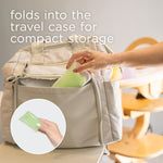 Olababy Fold N Go Silicone Baby Bib w Travel Case | Soft, Lightweight, Waterproof Bibs for Infants & Toddlers | BPA Free (2 Bibs + 2 Travel Cases, Lilac/Lemon)