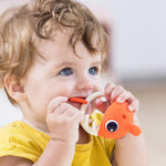 Teething Toys 3-6 Months, Mombella Clownfish Teethers for Babies 6-12 Months, Soft Silicone Baby Teether Toys with Anti Drop Clip, Baby Chew Toys 6 to 12 Months, Infant Teething Relief Toy, Orange