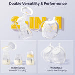 Hands-Free Wearable Breast Pump, Hospital-Grade Breastfeeding Pump, 4 Modes & 9 Levels, Double Portable Electric Milk Pumps with 4400mAh Strong Battery, LCD Display & Night Light, 2-Pack