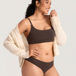 MOMANDA Cotton Nursing Bras for Breastfeeding Wireless Nursing Sleep Bralettes Ultra Soft Clay Brown Medium