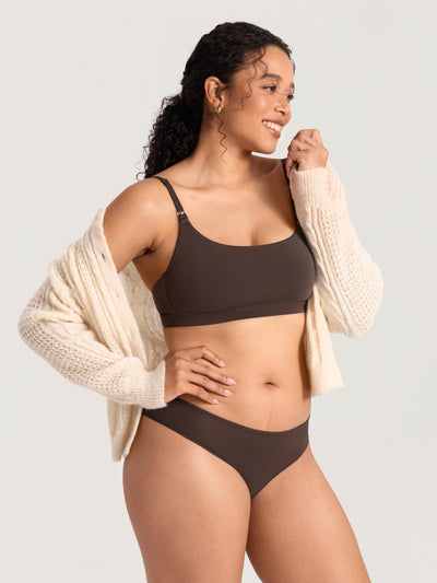 MOMANDA Cotton Nursing Bras for Breastfeeding Wireless Nursing Sleep Bralettes Ultra Soft Clay Brown Medium