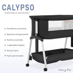 Dream On Me Calypso Portable Bassinet with Wheels, Adjustable Height Bedside Sleeper, Foldable Baby Bassinet with Breathable Mesh Sides, Foam Mattress, Easy Mobility & Travel-Friendly Design - Black