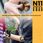 MAGICYOYO Dual Purpose Yoyo N11 - Responsive Yo Yo for Kids 8-12 or Above & Unresponsive Bearing Kit for Advanced Edge Hook Finger Spin with Yo Yo Glove + Bag + 12 Yoyo Strings (Black Golden)