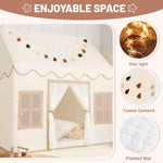 Kids Play Tent Indoor: with Mat, Tassel Garland, Star Lights - Toddler Girl Tent Indoor Playhouse for Toddlers Kids Toys for Boy Girl Birthday Gift