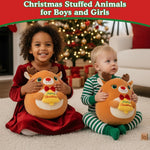 Christmas Reindeer Stuffed Animal, Cute Santa Stuffed Reindeer Plush Toys Decoration, Soft Christmas Deer stuffy Gifts for Kids Girls Baby Teens, Xmas Deer Plush Elk Pillow Home Party Decor