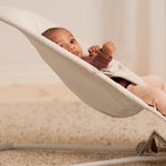 BabyBjörn Bouncer Balance Soft, Light Beige, Woven/Jersey, Tri-Fabric | 2-in-1 Adjustable Baby Bouncer Seat and Toddler Chair, Newborn to Toddler (8-29 lbs), 4 Positions, Lightweight & Portable