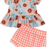 fhutpw Toddler Baby Girls Summer Outfits Daisy Ruffle Short Sleeve T-Shirts Tops Floral Shorts 2Pcs Clothes Set 6M-4T
