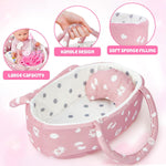 Golray 12" Soft Baby Doll Set with Accessories Bassinet Carrier, 13 Pcs First Toddlers Realistic Baby Doll Crib with Pillow/ Clothes/ Feeding Kit, Pretend Play Toy Birthday Gift for Girls Ages 3 4 5 6
