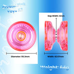 MAGICYOYO K2 Responsive Yoyo for Kids, Crystal Yo Yo Professional for Fingerspin Trick, Dual Purpose Plastic Yo-yo with Extra Unresponsive Bearing for Advanced + 12 Yoyo Strings + Yo Yo Bag (Pink)