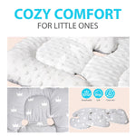 Infant Carseat Insert 2-in-1 Reversible Cushion Carseat Head Support for Newborn, Breathable Minky Baby Car Seat Cushion for Carseats, Stroller, Swing, Bouncer (White)