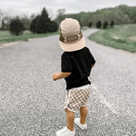 Lukivech Infant Toddler Baby Boy Casual Checkerboard Plaid Cotton Elastic Waist Jogger Shorts Summer Clothes (Yellow, 6-12 Months)