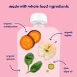 Cerebelly Baby Food Pouches, Veggie Purees for Toddlers, No Added Sugar, Fiber, Non-GMO, 4 Ounce BPA-Free, Sweet Potato Blends, 24 Count