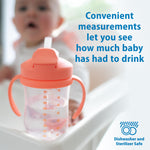 Dr. Brown's Milestones Baby's First Straw Cup, Training Cup with Weighted Straw, 9 oz/270 mL, BPA-free, 6m+, Coral, 1-Pack