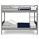 Delta Children Convertible Twin Over Twin Wood Bunk Bed with Ladder and Guardrails – Use as Bunk Bed or 2 Stand-Alone Twin Beds, Grey