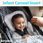 Infant Carseat Insert 2-in-1 Reversible Cushion Carseat Head Support for Newborn, Breathable Minky Baby Car Seat Cushion for Carseats, Stroller, Swing, Bouncer (White)