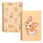 L1rabe 2 A5 Corgi Spiral Notebooks Back to School Cute Funny Dog Ruled Notepads Birthday Gift Yellow Dog Exercise Book Hardcover Spiral Travel Drawing Journal Diary for Kids Teen(Playing Corgi)