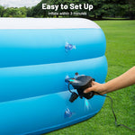 Large Solar Inflatable Pool with Lights, 130"x72"x22" Blow-Up Kiddie Pool with Air PUM, 7 Color Changed Family Swimming Pool for Backyard, Outdoor