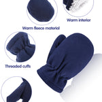 Boao 3 Pairs Baby and Toddler Winter Mittens Newborn Infant Fleece Warm Mittens Snow Gloves for Baby Boy and Girl (Black, Grey, Navy Blue, 2-3 Years)