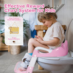 BRINJOY Potty Training Seat with Step Stool Ladder, Potty Toilet Toddler Seat w/Potty Training Chart & Cushion Handle, Kids Potty Training Toilet Chair for Girls Boys w/Non-Slip Pads Wide Step